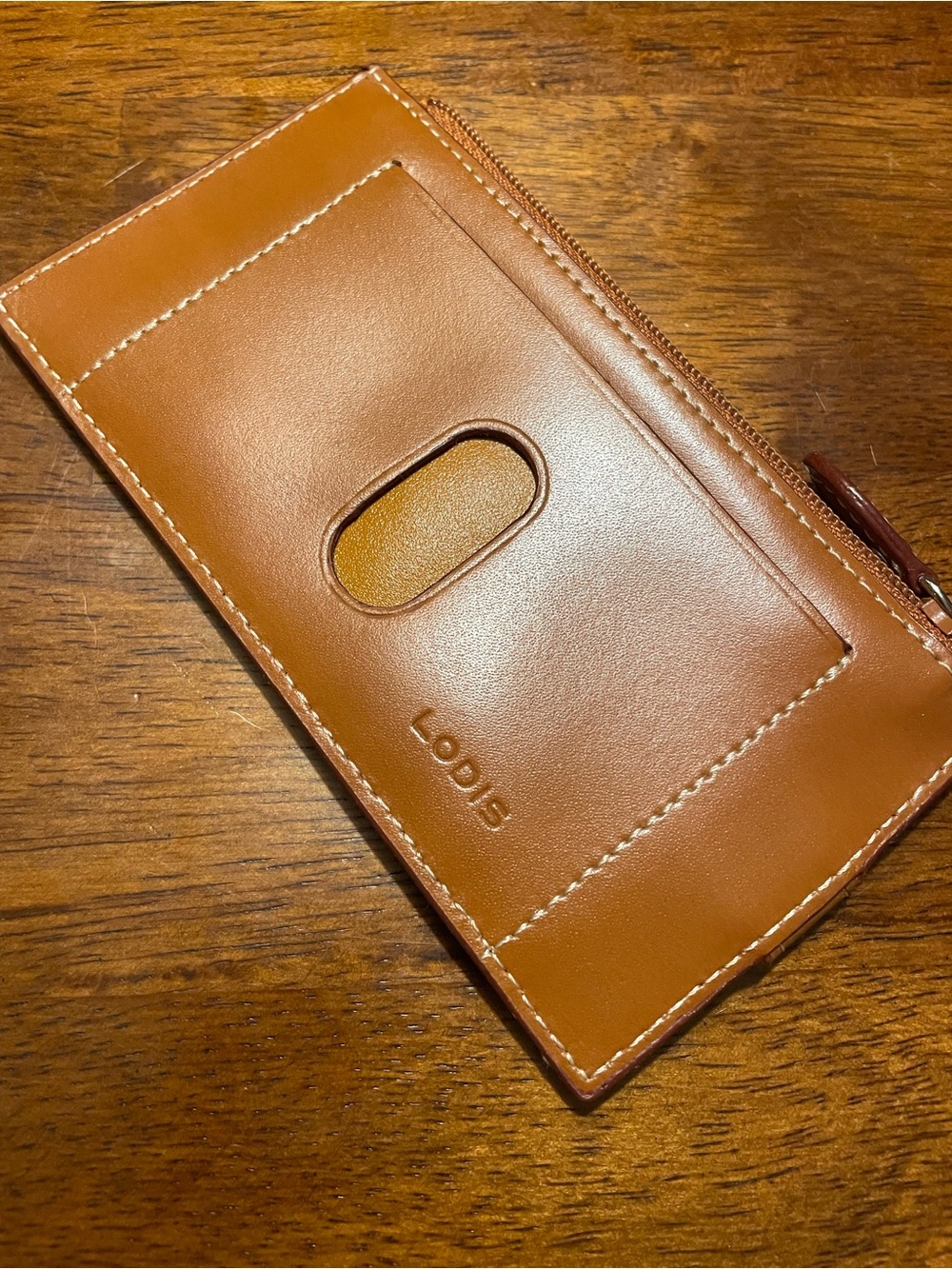 Lodis Brown Leather Card & Zip Wallet